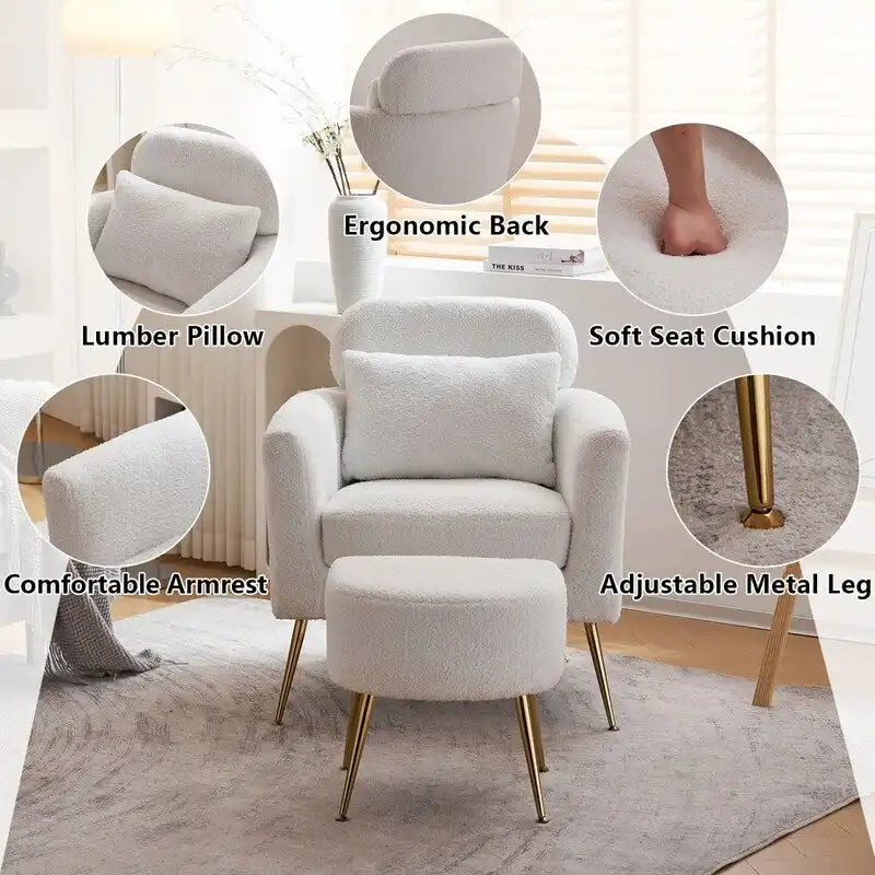 Teilzerlegter Einsitzer mit goldfarbenen Füßen und Pedalen, gemütlicher Flanell-Sessel für den Innenbereich, Beige