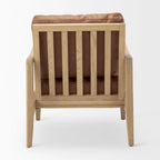 Raeleigh Akzentstuhl aus cognacbraunem Echtleder mit hellbraunem massivem Buchenholzrahmen – 27.9W x 34D x 34.4H