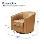 Althea Modern Genuine Leather Swivel Barrel Chair with Solid Wood Base Set of 2 By HULALA HOME