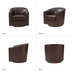 Althea Modern Genuine Leather Swivel Barrel Chair with Solid Wood Base Set of 2 By HULALA HOME