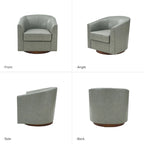 Althea Modern Genuine Leather Swivel Barrel Chair with Solid Wood Base Set of 2 By HULALA HOME