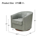 Althea Modern Genuine Leather Swivel Barrel Chair with Solid Wood Base Set of 2 By HULALA HOME