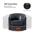 Althea Modern Genuine Leather Swivel Barrel Chair with Solid Wood Base Set of 2 By HULALA HOME