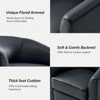 Althea Modern Genuine Leather Swivel Barrel Chair with Solid Wood Base Set of 2 By HULALA HOME