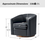 Althea Modern Genuine Leather Swivel Barrel Chair with Solid Wood Base Set of 2 By HULALA HOME
