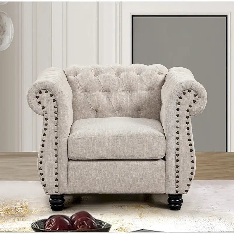 Morden Fort Sofa-Sessel, gepolsterter Chesterfield-Armlehnsessel mit Knopfheftung