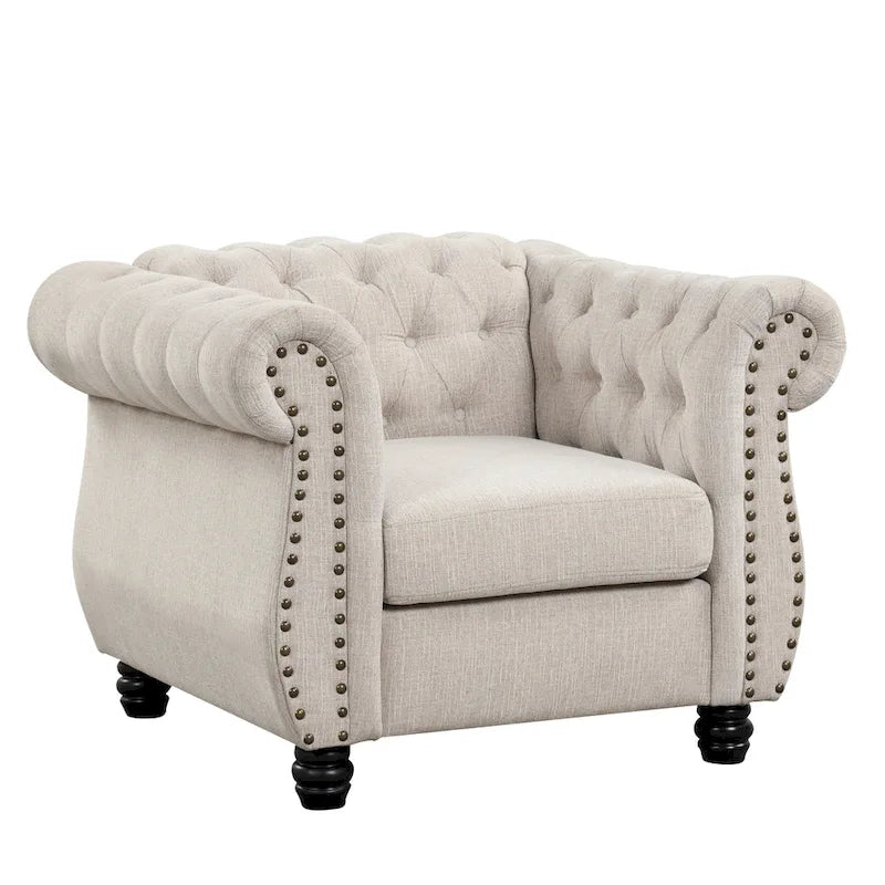 Morden Fort Sofa-Sessel, gepolsterter Chesterfield-Armlehnsessel mit Knopfheftung