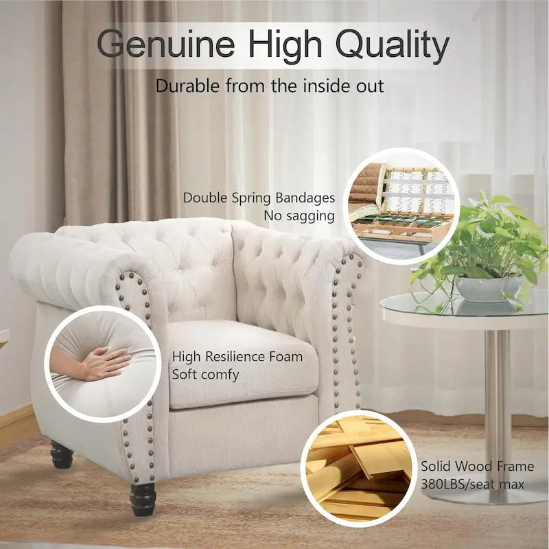 Morden Fort Sofa-Sessel, gepolsterter Chesterfield-Armlehnsessel mit Knopfheftung