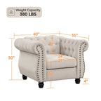 Morden Fort Sofa-Sessel, gepolsterter Chesterfield-Armlehnsessel mit Knopfheftung