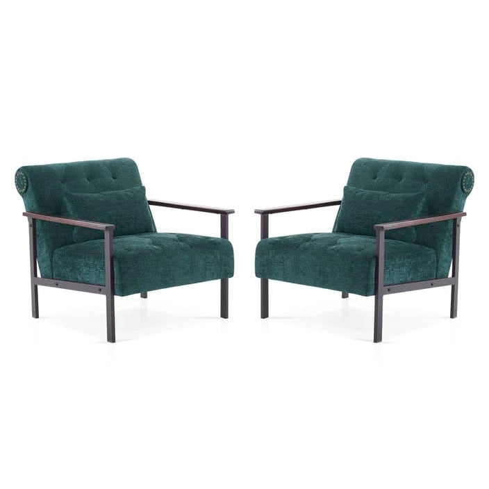 Juego de 2 sillones decorativos modernos MCombo, ergonómicos, para descansar, de chenilla, HQ417