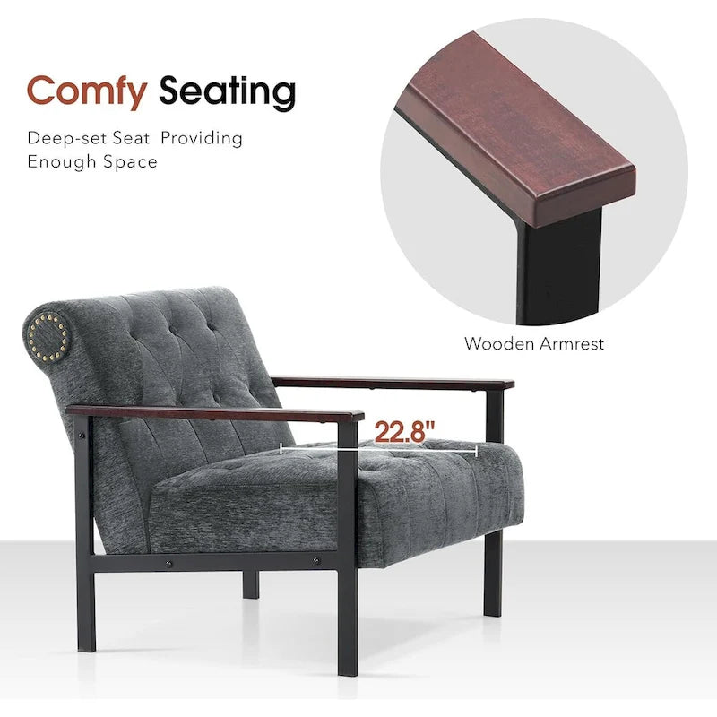 MCombo set of 2 Modern Accent, Ergonomics Lounge Chair for Living Room, Chenille, HQ417