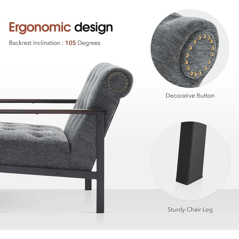 MCombo set of 2 Modern Accent, Ergonomics Lounge Chair for Living Room, Chenille, HQ417