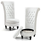 AVAWING Set of 2 High Back Throne Chair Velvet Armless Royal Accent Chair with Storage