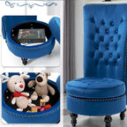 AVAWING Set of 2 High Back Throne Chair Velvet Armless Royal Accent Chair with Storage