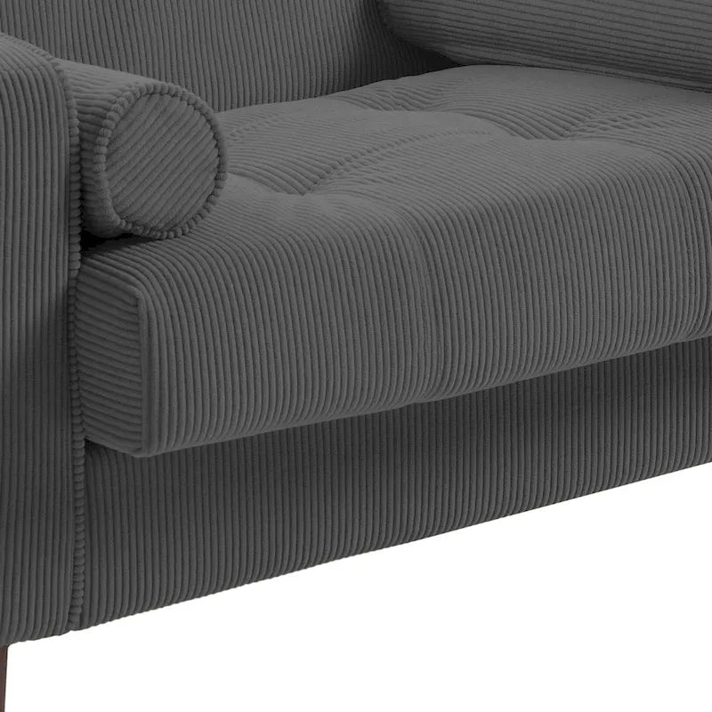 2er-Pack moderne Breitarmstühle aus Cord mit Nackenkissen
