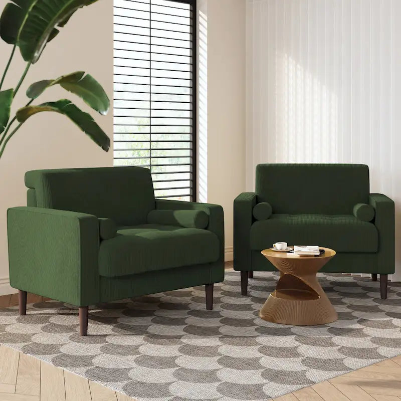 2er-Pack moderne Breitarmstühle aus Cord mit Nackenkissen