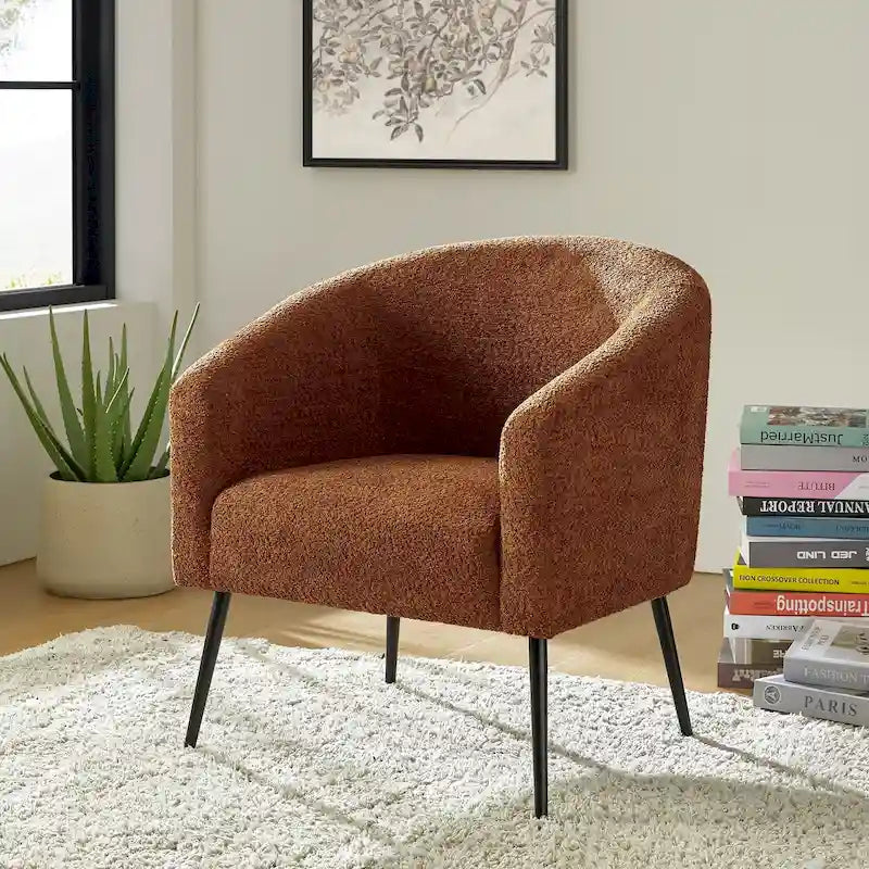 Sillón moderno de bouclé Hal con patas metálicas de HULALA HOME