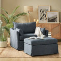 Sillón extragrande moderno Sophie con funda extraíble y otomana, con ruedas traseras bloqueables, de HULALA HOME