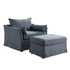 Sillón extragrande moderno Sophie con funda extraíble y otomana, con ruedas traseras bloqueables, de HULALA HOME