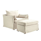 Sillón extragrande moderno Sophie con funda extraíble y otomana, con ruedas traseras bloqueables, de HULALA HOME