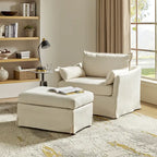 Sillón extragrande moderno Sophie con funda extraíble y otomana, con ruedas traseras bloqueables, de HULALA HOME