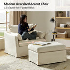 Sillón extragrande moderno Sophie con funda extraíble y otomana, con ruedas traseras bloqueables, de HULALA HOME