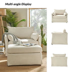 Sillón extragrande moderno Sophie con funda extraíble y otomana, con ruedas traseras bloqueables, de HULALA HOME