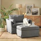 Sillón extragrande moderno Sophie con funda extraíble y otomana, con ruedas traseras bloqueables, de HULALA HOME
