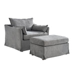 Sillón extragrande moderno Sophie con funda extraíble y otomana, con ruedas traseras bloqueables, de HULALA HOME