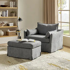 Sillón extragrande moderno Sophie con funda extraíble y otomana, con ruedas traseras bloqueables, de HULALA HOME