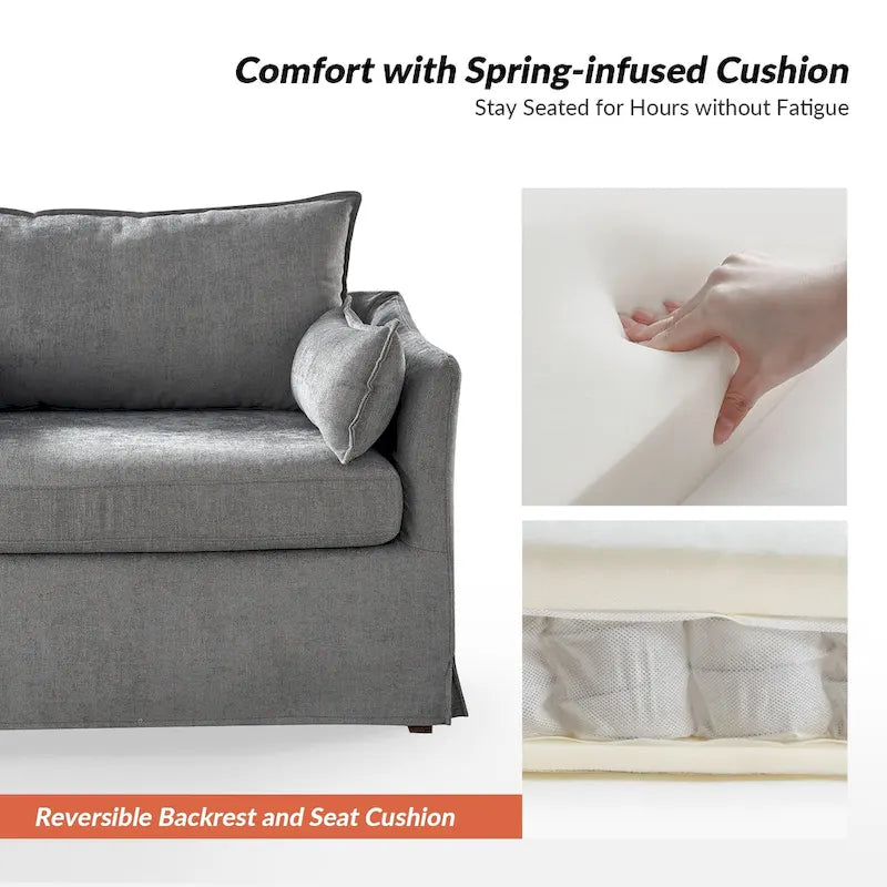 Sillón extragrande moderno Sophie con funda extraíble y otomana, con ruedas traseras bloqueables, de HULALA HOME