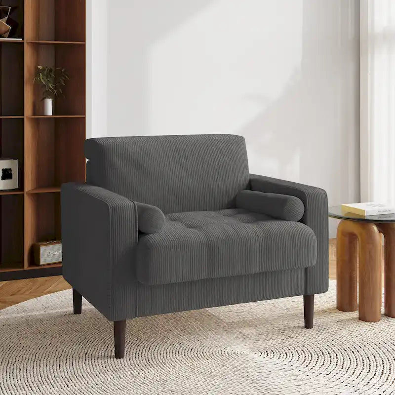 Sillón decorativo ancho moderno Aronas de pana con cojines