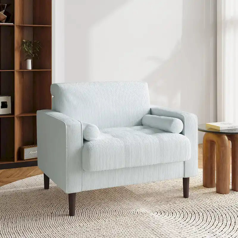 Aronas Modern Corduroy Wide Accent Chair with Pillows