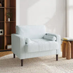 Aronas Modern Corduroy Wide Accent Chair with Pillows