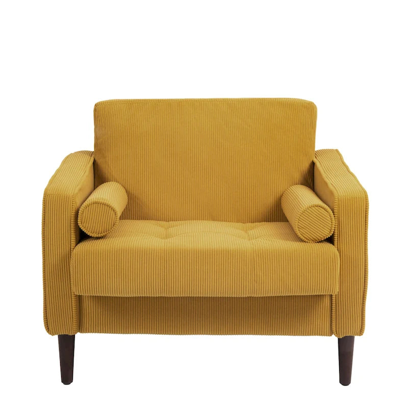 Aronas Modern Corduroy Wide Accent Chair with Pillows