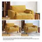 Aronas Modern Corduroy Wide Accent Chair with Pillows
