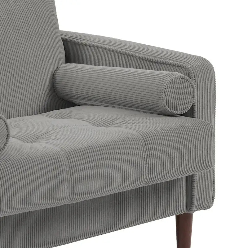 Aronas Modern Corduroy Wide Accent Chair with Pillows