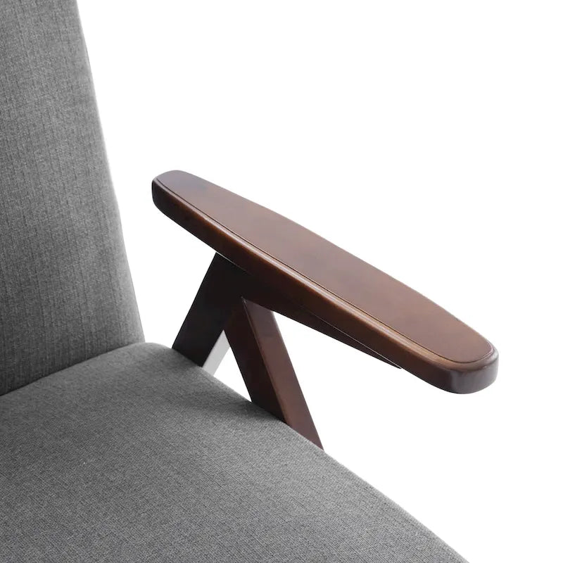 HUIMO moderne mid-century-armstoel, grijs/blauw/wit, beklede fauteuil voor woonkamer en slaapkamer