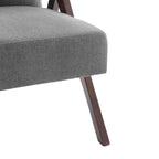 HUIMO moderne mid-century-armstoel, grijs/blauw/wit, beklede fauteuil voor woonkamer en slaapkamer