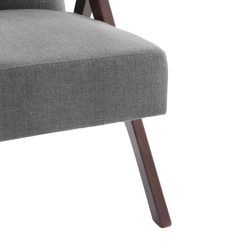 HUIMO moderne mid-century-armstoel, grijs/blauw/wit, beklede fauteuil voor woonkamer en slaapkamer