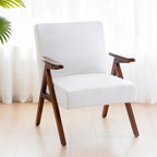 HUIMO moderne mid-century-armstoel, grijs/blauw/wit, beklede fauteuil voor woonkamer en slaapkamer
