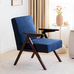 HUIMO moderne mid-century-armstoel, grijs/blauw/wit, beklede fauteuil voor woonkamer en slaapkamer