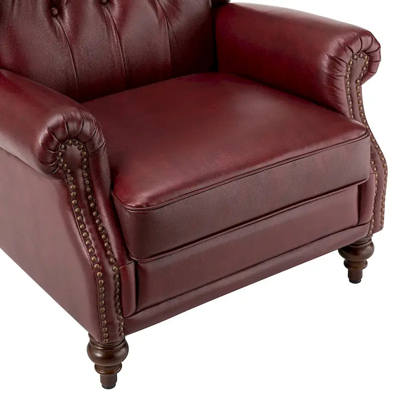 Alex Classic Wingback Leather Armchair with Nailhead Trim Set of 2 by HULALA HOME