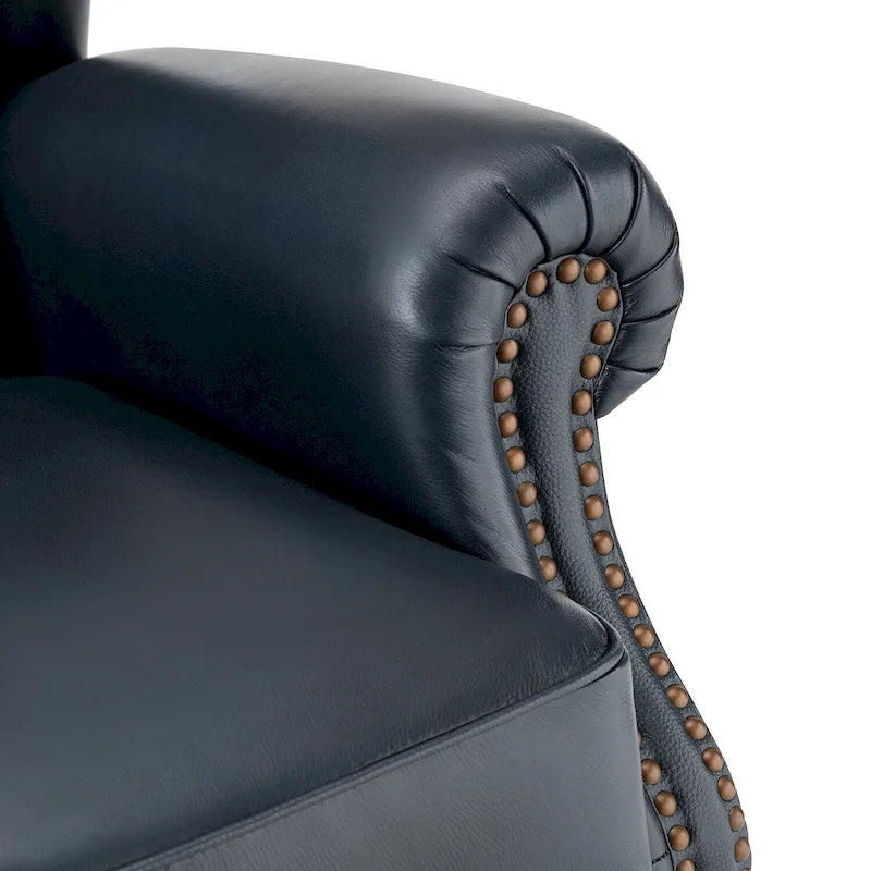 Alex Classic Wingback Leather Armchair with Nailhead Trim Set of 2 by HULALA HOME