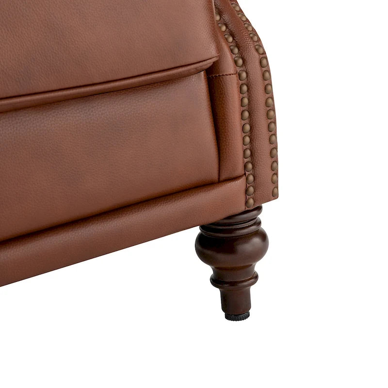 Alex Classic Wingback Leather Armchair with Nailhead Trim Set of 2 by HULALA HOME
