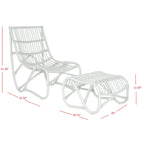 SAFAVIEH Jacquelynn Set aus weißem Korbstuhl und Hocker – 22 x 30.5 x 32 – 22 B x 30 T x 31 H