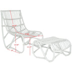 SAFAVIEH Jacquelynn Set aus weißem Korbstuhl und Hocker – 22 x 30.5 x 32 – 22 B x 30 T x 31 H
