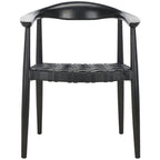 SAFAVIEH Birtie Woven Leather & Solid Wood Accent Chair (Fully Assembled) - W25 x D22 x H22 - 25Wx22Dx22H