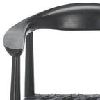 SAFAVIEH Birtie Woven Leather & Solid Wood Accent Chair (Fully Assembled) - W25 x D22 x H22 - 25Wx22Dx22H