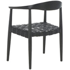 SAFAVIEH Birtie Woven Leather & Solid Wood Accent Chair (Fully Assembled) - W25 x D22 x H22 - 25Wx22Dx22H
